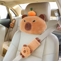 Capybara Car Headrest Neck Pillow Shoulder Support Set