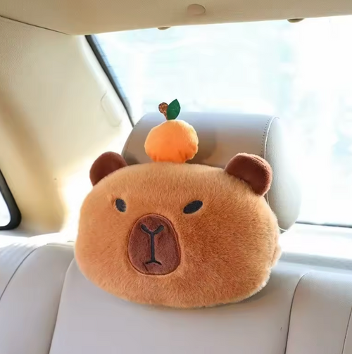 Capybara Car Headrest Neck Pillow Shoulder Support Set